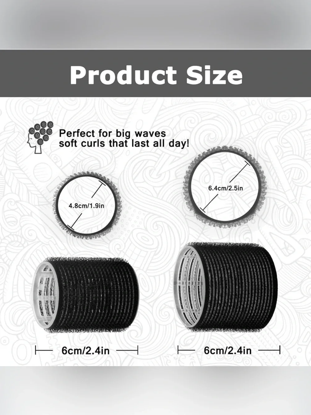Sungenol Black Hair Rollers - 16 pcs